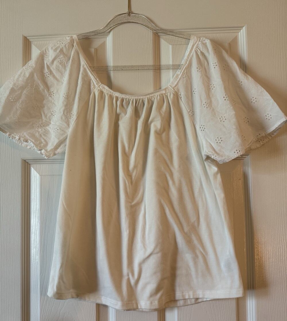 Absolutely Famous Boho Gauze Tunic Blouse White Size L